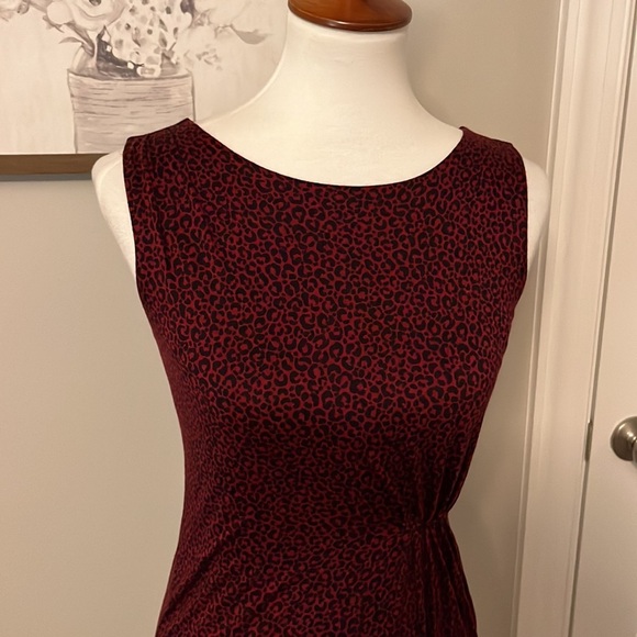 LOFT Dresses & Skirts - Ann Taylor LOFT Leopard Print Pink & Black Dress w/Gathered Waist Sz. XSP